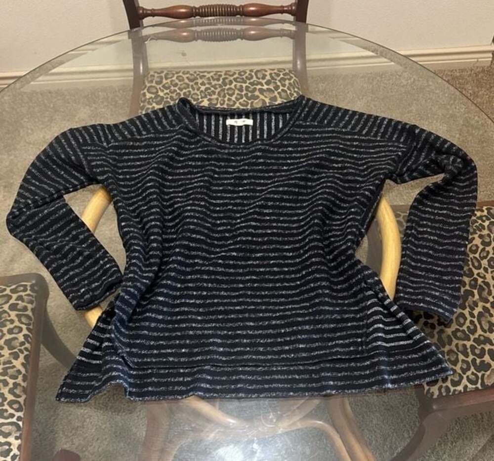Madewell Striped Peplum Long Sleeve Knit Top E2430